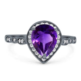 Pear Teardrop Natural Stone Wedding Ring