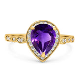 Pear Teardrop Natural Stone Wedding Ring