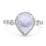 Pear Teardrop Natural Stone Wedding Ring