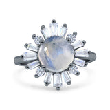 Art Deco Round Natural Stone Floral Ring