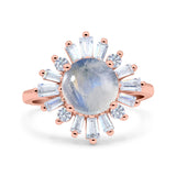 Art Deco Round Natural Stone Floral Ring