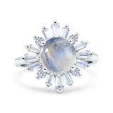 Art Deco Round Natural Stone Floral Ring