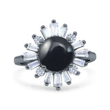 Art Deco Round Natural Stone Floral Ring
