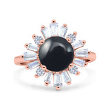 Art Deco Round Natural Stone Floral Ring