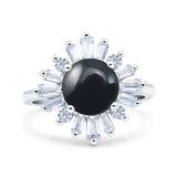 Art Deco Round Natural Stone Floral Ring
