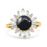 Art Deco Round Natural Stone Floral Ring
