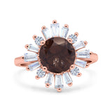 Art Deco Round Natural Stone Floral Ring