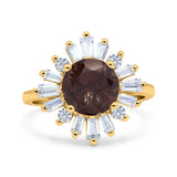 Art Deco Round Natural Stone Floral Ring