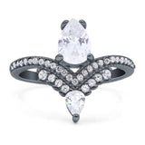 Pear Teardrop Natural Stone Wedding Ring