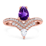Pear Teardrop Natural Stone Wedding Ring