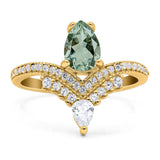 Pear Teardrop Natural Stone Wedding Ring
