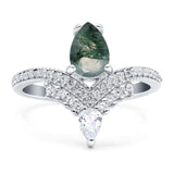Pear Teardrop Natural Stone Wedding Ring