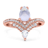 Pear Teardrop Natural Stone Wedding Ring