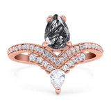 Pear Teardrop Natural Stone Wedding Ring
