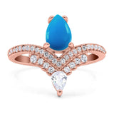 Pear Teardrop Natural Stone Wedding Ring