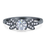 Art Deco Round Natural Stone Floral Ring