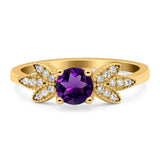 Art Deco Round Natural Stone Floral Ring