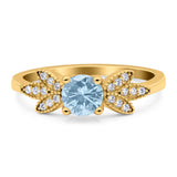 Art Deco Round Natural Stone Floral Ring