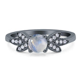 Art Deco Round Natural Stone Floral Ring