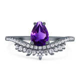 Pear Teardrop Natural Stone Wedding Ring