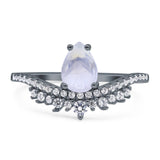 Pear Teardrop Natural Stone Wedding Ring