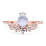 Pear Teardrop Natural Stone Wedding Ring