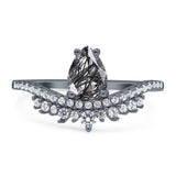 Pear Teardrop Natural Stone Wedding Ring