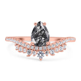 Pear Teardrop Natural Stone Wedding Ring