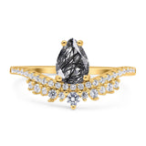 Pear Teardrop Natural Stone Wedding Ring