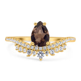 Pear Teardrop Natural Stone Wedding Ring