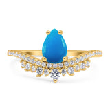 Pear Teardrop Natural Stone Wedding Ring