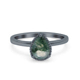 Pear Teardrop Natural Stone Solitaire Ring
