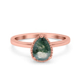 Pear Teardrop Natural Stone Solitaire Ring