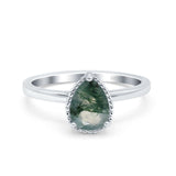 Pear Teardrop Natural Stone Solitaire Ring