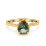 Pear Teardrop Natural Stone Solitaire Ring