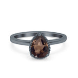 Pear Teardrop Natural Stone Solitaire Ring