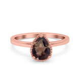 Pear Teardrop Natural Stone Solitaire Ring