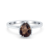 Pear Teardrop Natural Stone Solitaire Ring