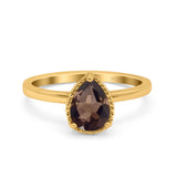 Pear Teardrop Natural Stone Solitaire Ring