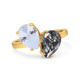 Pear Teardrop Natural Stone Wedding Ring