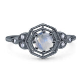 Art Deco Round Natural Stone Beaded Ring