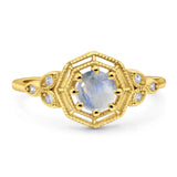 Art Deco Round Natural Stone Beaded Ring