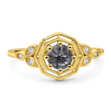 Art Deco Round Natural Stone Beaded Ring