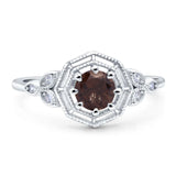 Art Deco Round Natural Stone Beaded Ring