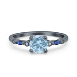 Minimalist Round Natural Stone Art Deco Ring