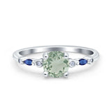 Minimalist Round Natural Stone Art Deco Ring