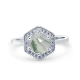 Vintage Style Round Natural Stone Hexagonal Ring
