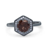 Vintage Style Round Natural Stone Hexagonal Ring