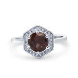 Vintage Style Round Natural Stone Hexagonal Ring