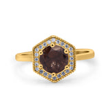Vintage Style Round Natural Stone Hexagonal Ring